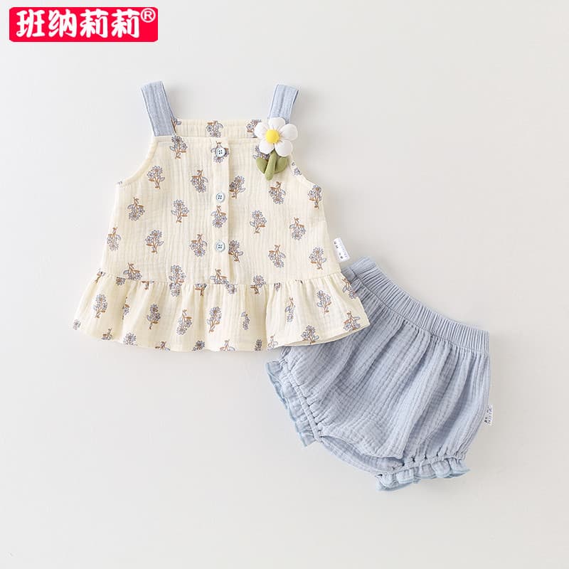 Bebê menina roupas de verão estilingue terno roupas de bebê verão princesa macacão de duas peças terno crianças roupas d