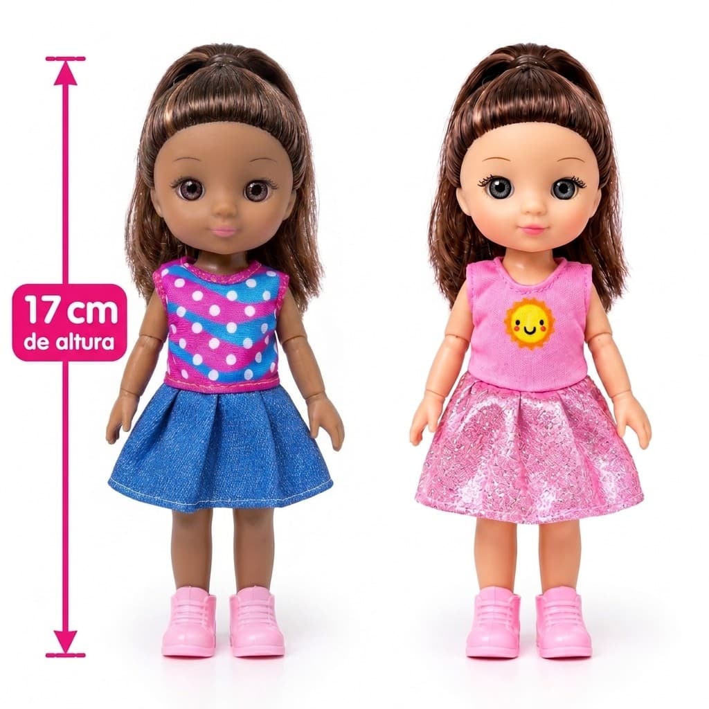 Mini Boneca Estilosa Lindabell Teen Articulada Infantil Com Roupa Fashion Presente Menina 17cm