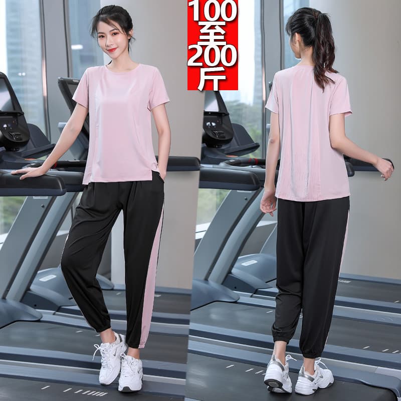 Verão solto tamanho grande Yoga roupas de Fitness feminino estilo fino 100kg gordura mm correndo esportes roupas de seca