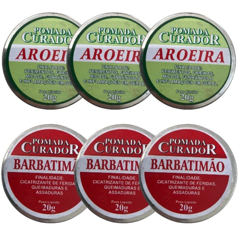 Kit Econômico 3un Pomada Barbatimão 20g + 3un Pomada Aroeira 20g - Pomada Curedermy