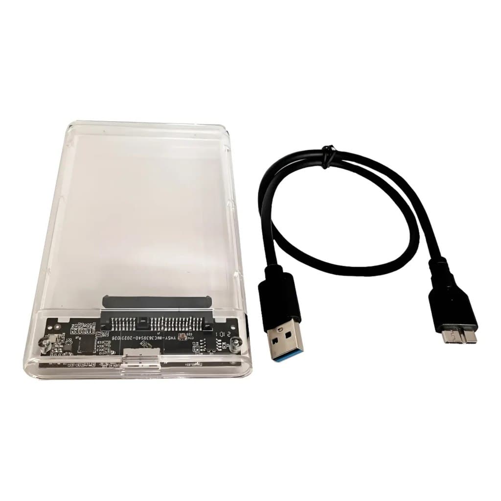 Case HD Externo Transparente Para HD/SSD SATA 2,5″ USB