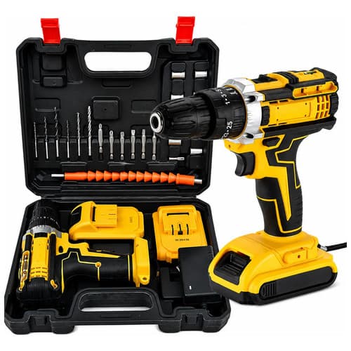 Furadeira Parafusadeira Impacto 48V 2 Baterias Kit Completo - Profissional Bivolt Maleta
