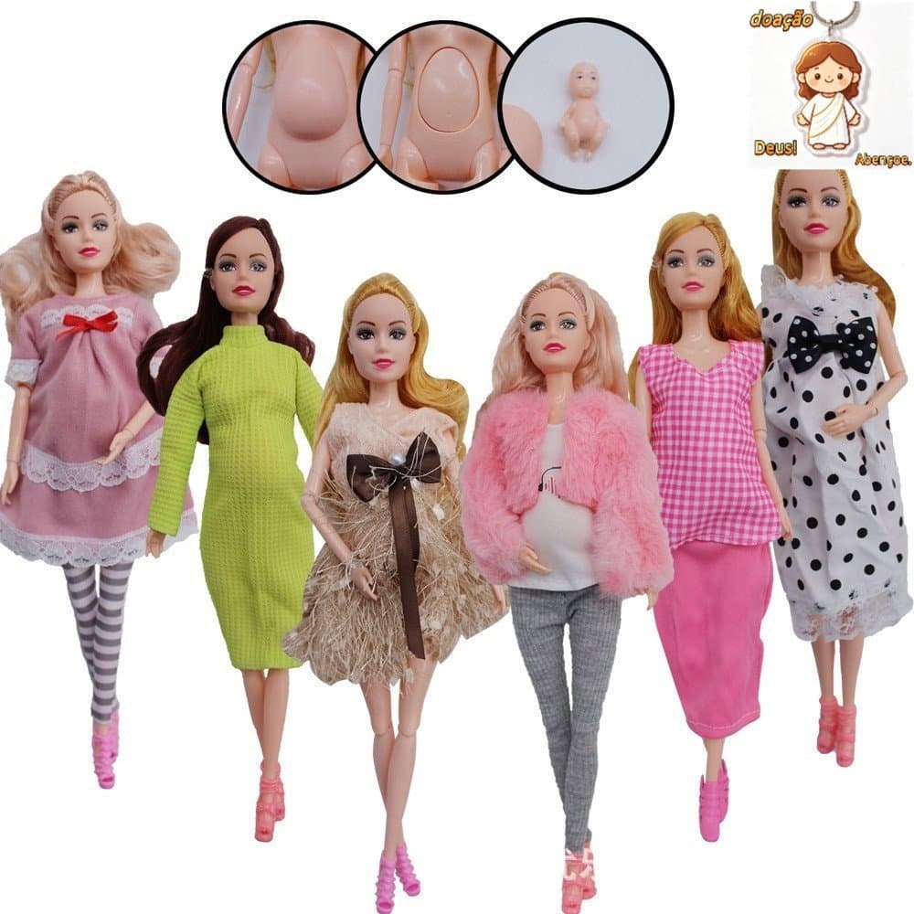 Boneca Barbie grávida articulada e multifuncional de 30cm, boneca para vestir e dar à luz, brinquedo de aniversário