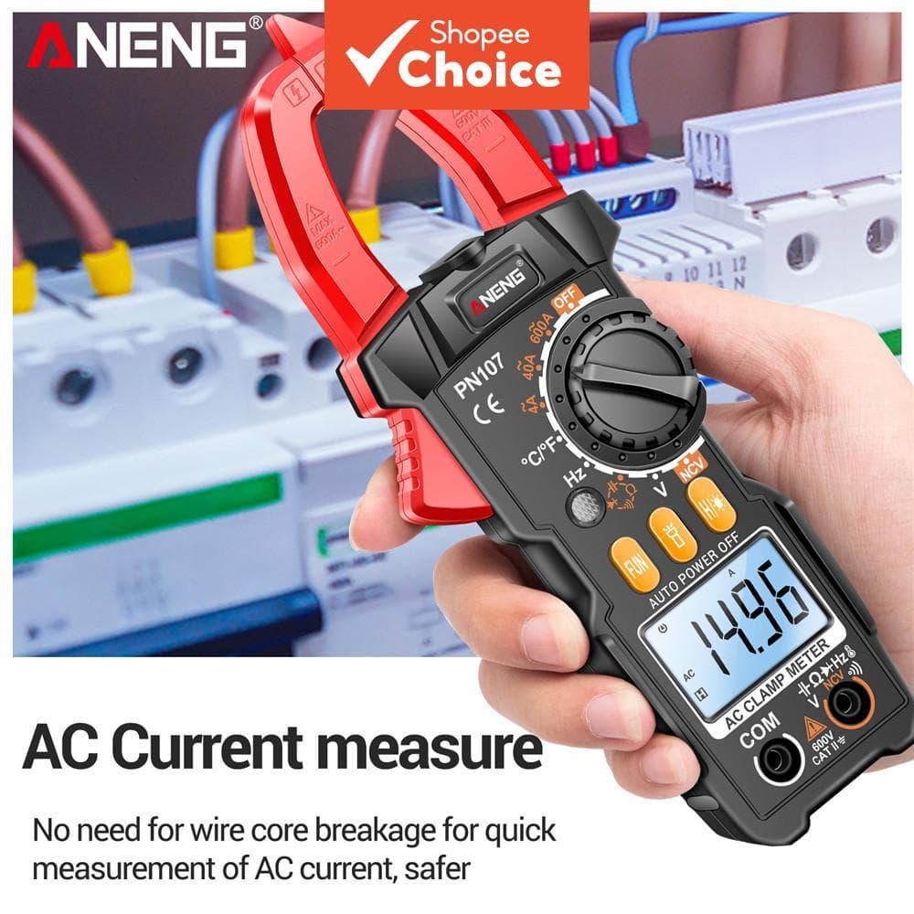 Medidor De Braçadeira Digital ANENG PN107 , 4000 Contagens True RMS AC DC Tensão 600A Temperatura Atual Multímetro NCV