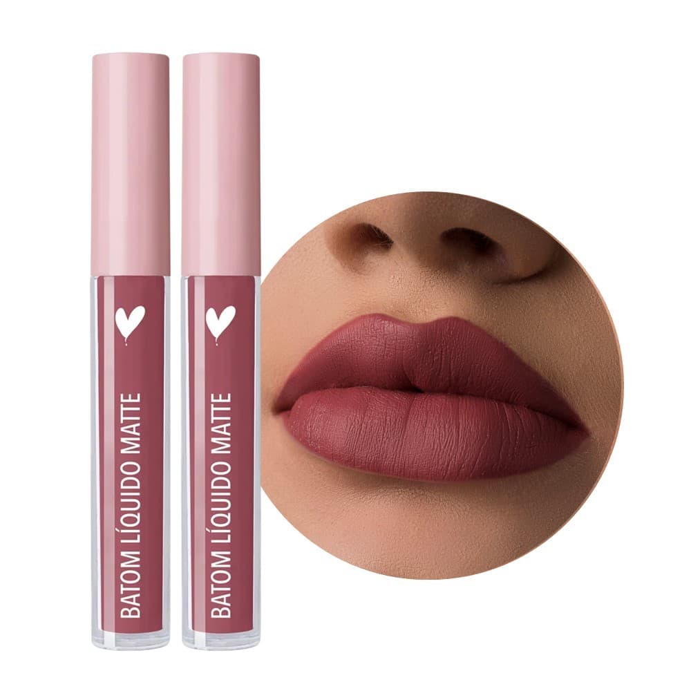 Kit 2 Batom Líquido Rosa Queimado Malva Cor 24 Koloss Matte Longa Duração e Cobertura Perfeita