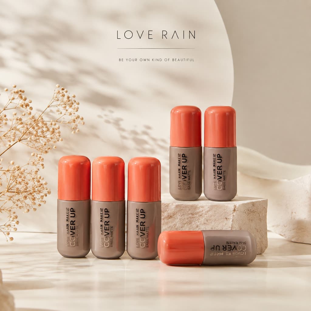 Love Rain Cover Up Base Líquida Matte Leve Alta Cobertura Não Craquela Acabamento Natural Original