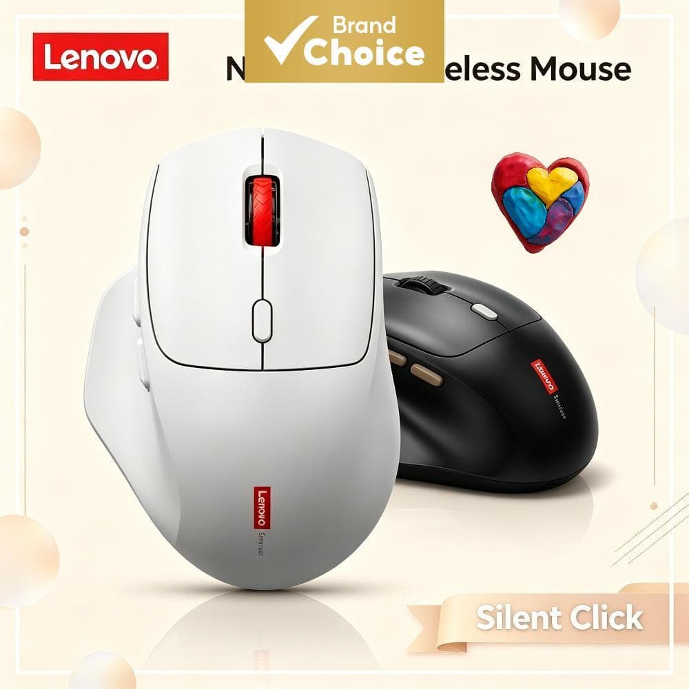 Mouse Sem Fio Lenovo N230 Silent Mouse Design Ergonômico 2.4GHz Mouse Portátil para Computador Laptop Uso em Escritório