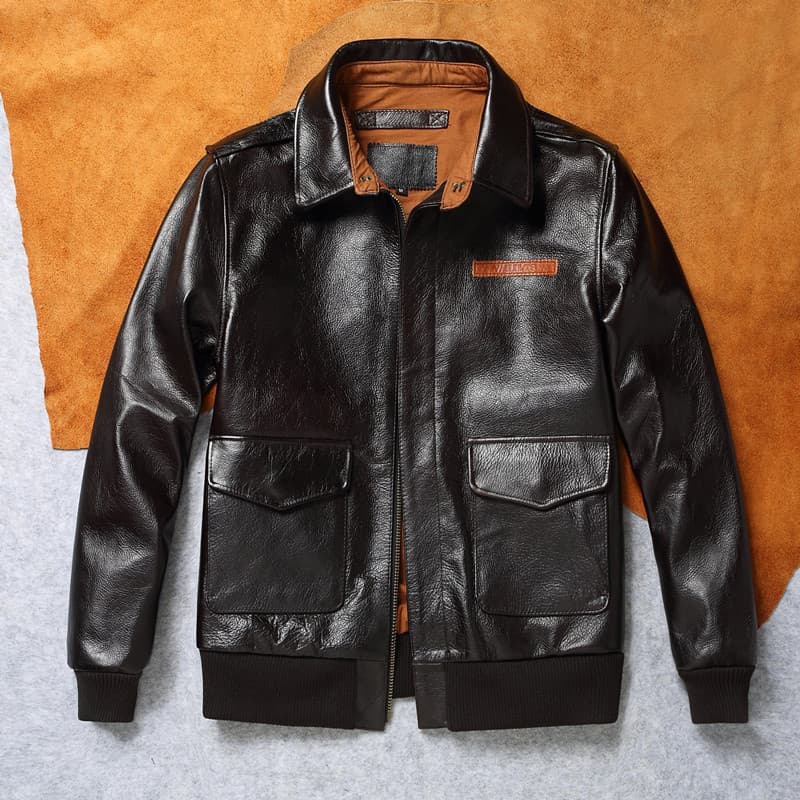 Clássico A2 grande Escape Retro cera de óleo couro genuíno jaqueta masculina primeira camada jaqueta de vôo jaqueta curt