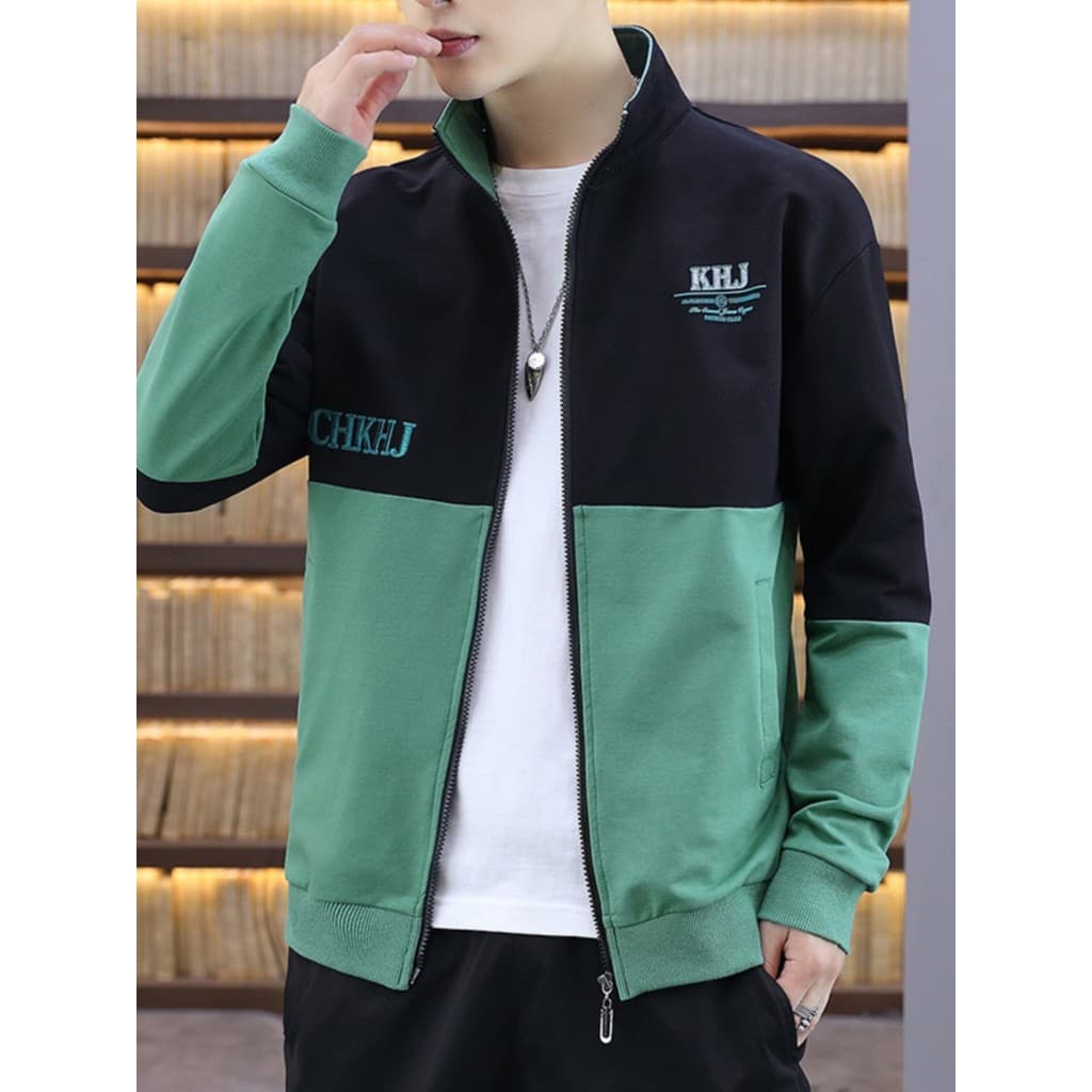 Jaqueta Casual masculina All-Match primavera versão coreana na moda gola alta jaqueta bonito primavera outono masculino 