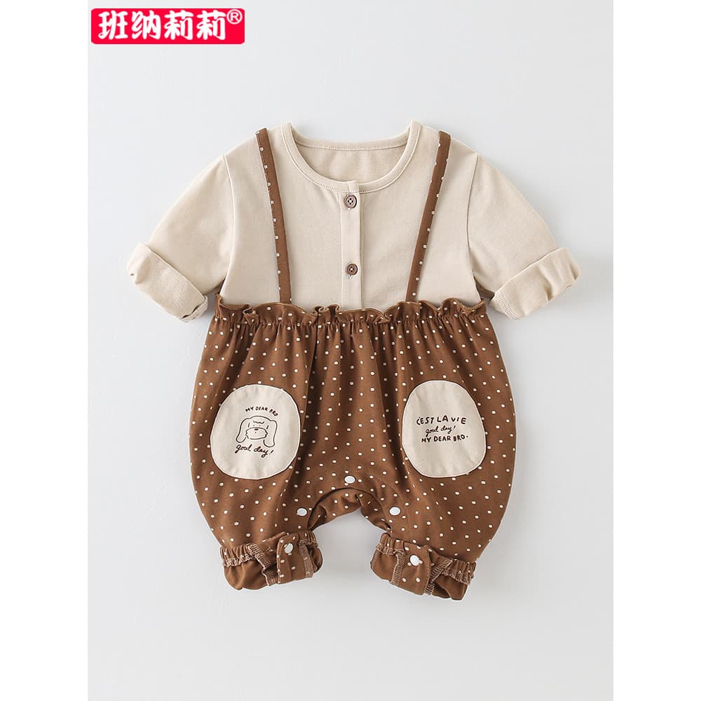 Versão coreana roupas de bebê roupas de outono da criança do bebê menina macacão princesa Super bonito cem dias passeio 