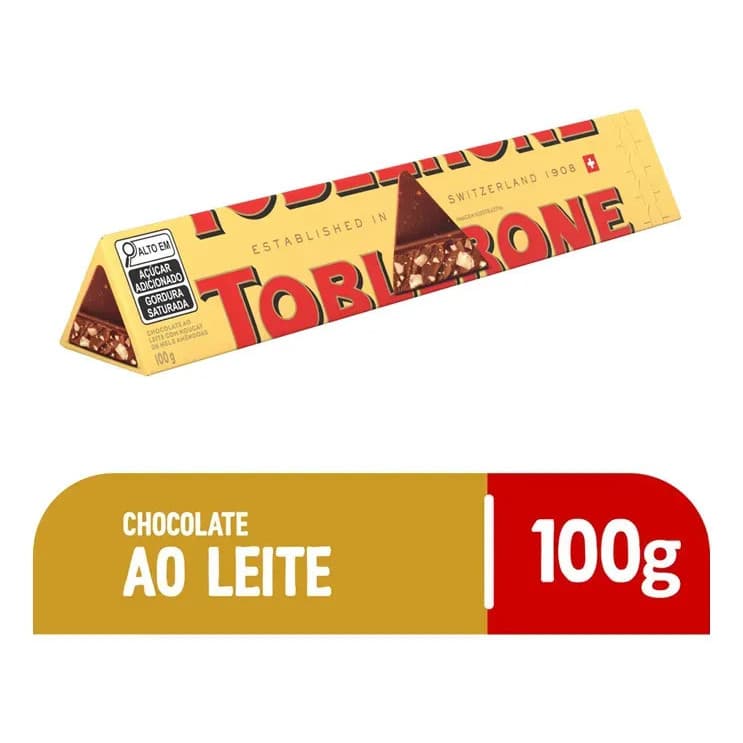 Chocolate Toblerone ao Leite 100g Importado Suíço com Mel e Amêndoas para Presentear e Saborear