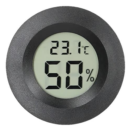 Higrômetro Termometro Digital Lcd Redondo Mini Preto