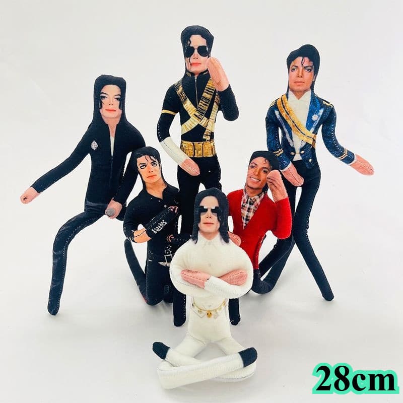 Boneca articulada com tema de arte abstrata de Michael Jackson, enfeite de pelúcia macio em algodão PP, presente engraça