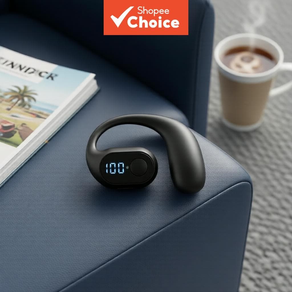  Fones de Ouvido Bluetooth Sem Fio com Gancho de Orelha, Cor Preto, Mono, à Prova d'Água, Bateria de Longa Duração, Com