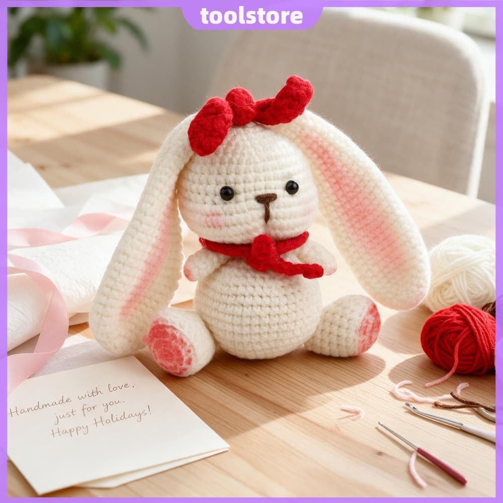 [Novo] Kit De Crochê Para Iniciantes Lop Ear Bunny Amigurumi Fio E Conjunto De Gancho Ergonômico