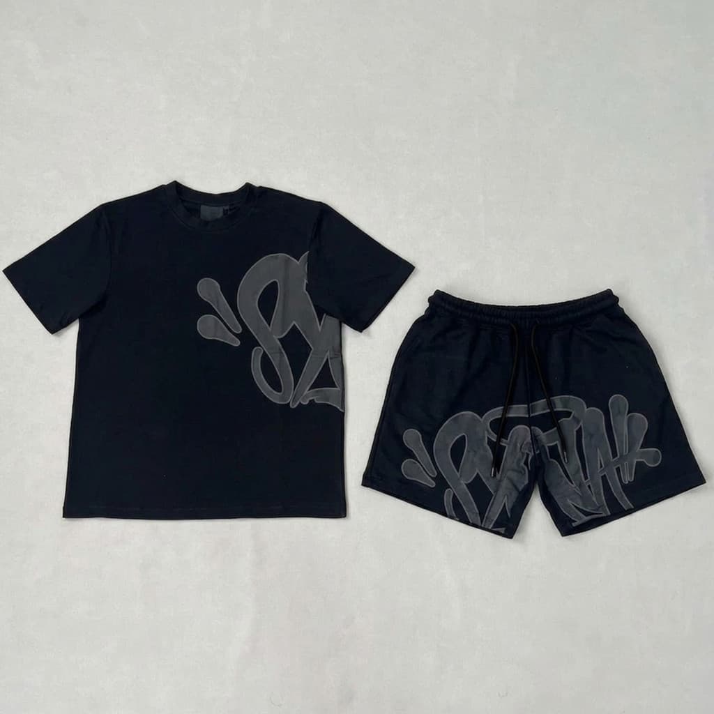 Conjunto Camiseta + Short Moletom Synaworld Central Trap Hip Hop Conjunto Y2k Streetwear Syna Shirt de Verão