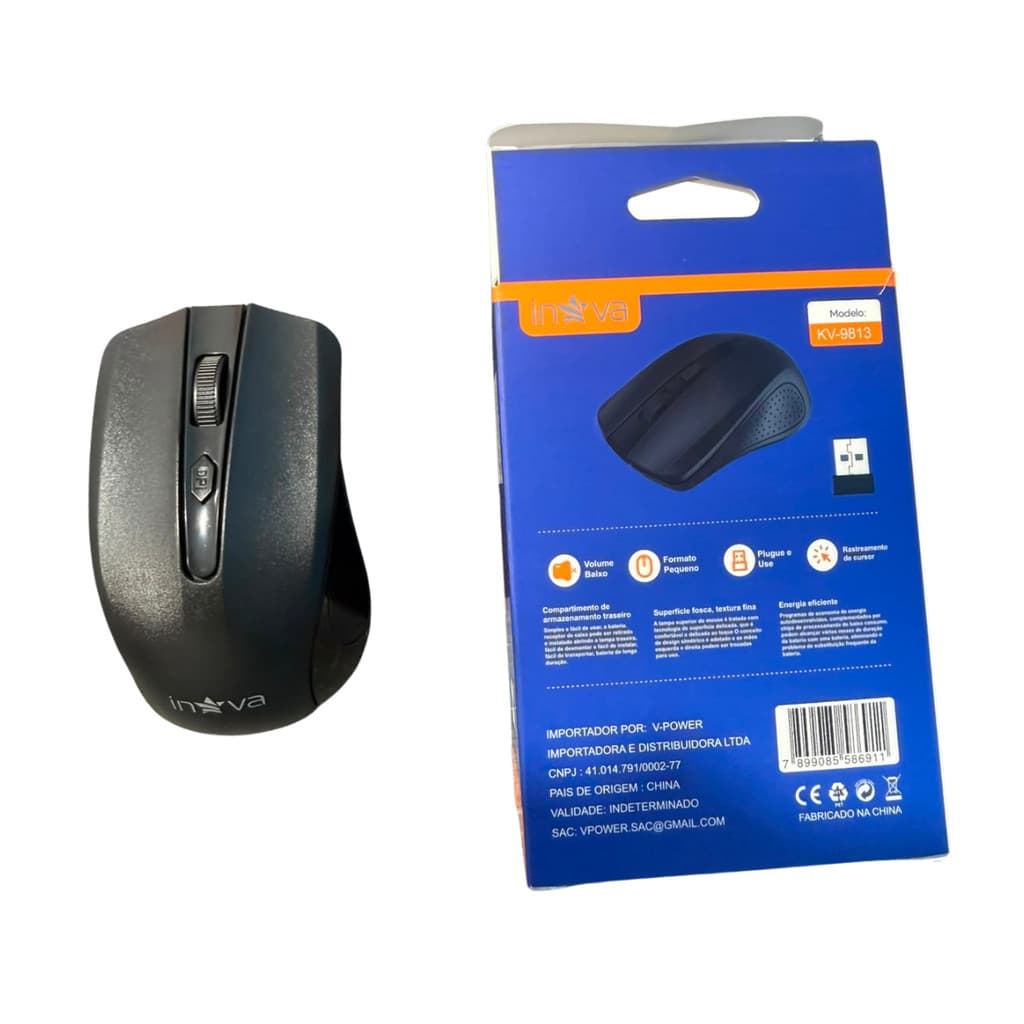 Mouse Sem Fio INOVA M20100 2.4GHz Wireless USB Alta Precisão ENTREGA IMEDIATA