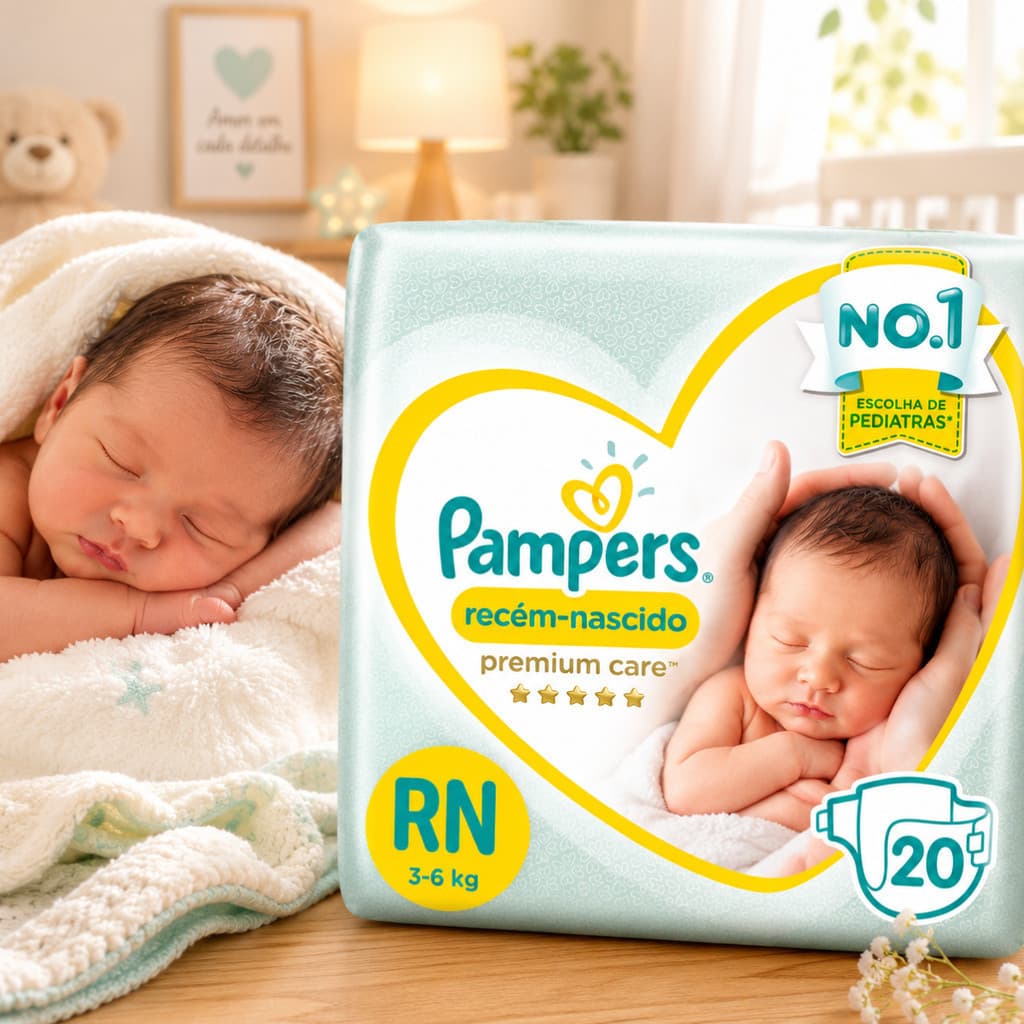 Fralda Pampers Descartavel Premium Care Recém-nascido Rn Bebe Prematuro