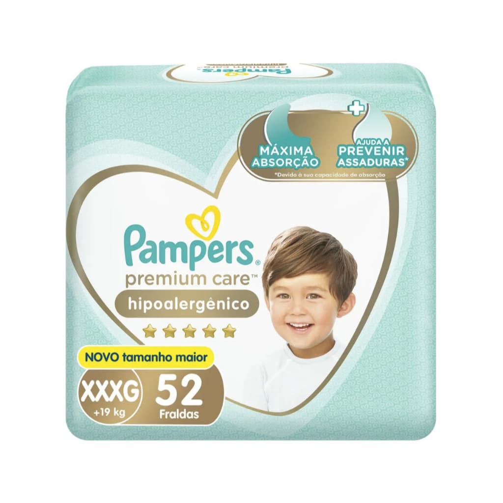Fralda Pampers Premium Care XXXG 52 Unidades