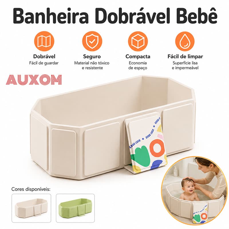 Banheira de Bebê Dobrável Portátil Infantil Compacta Economia de Espaço