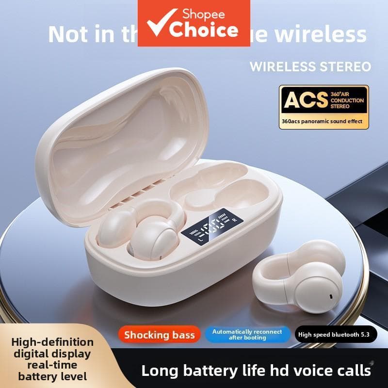 Fones de ouvido com clipe Bluetooth 5.4, fones de ouvido intra-auriculares sem fio, mini fones de ouvido
