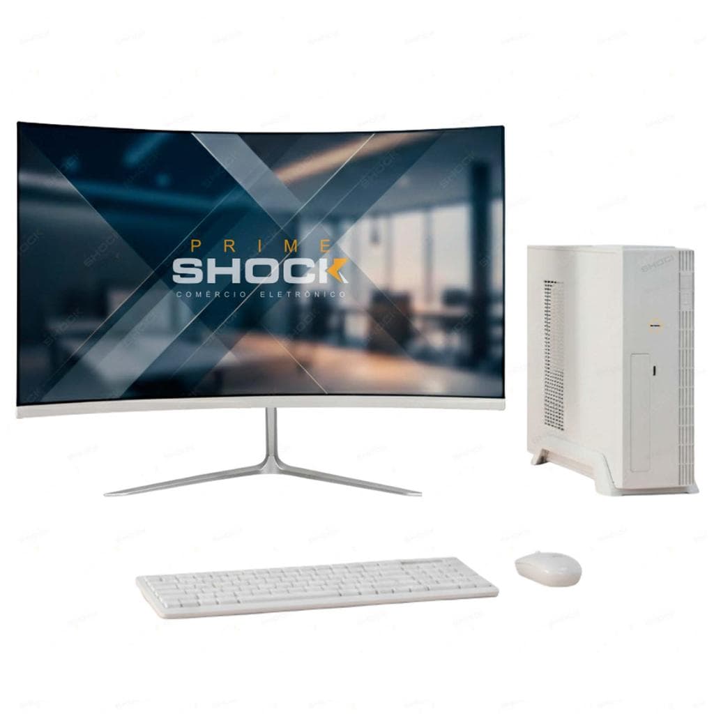 Computador PC SLIM i5 8.ª 16GB DDR4 SSD 480GB Wifi Teclado e Mouse Sem Fio Monitor Led 23' Curvo Branco Bivolt