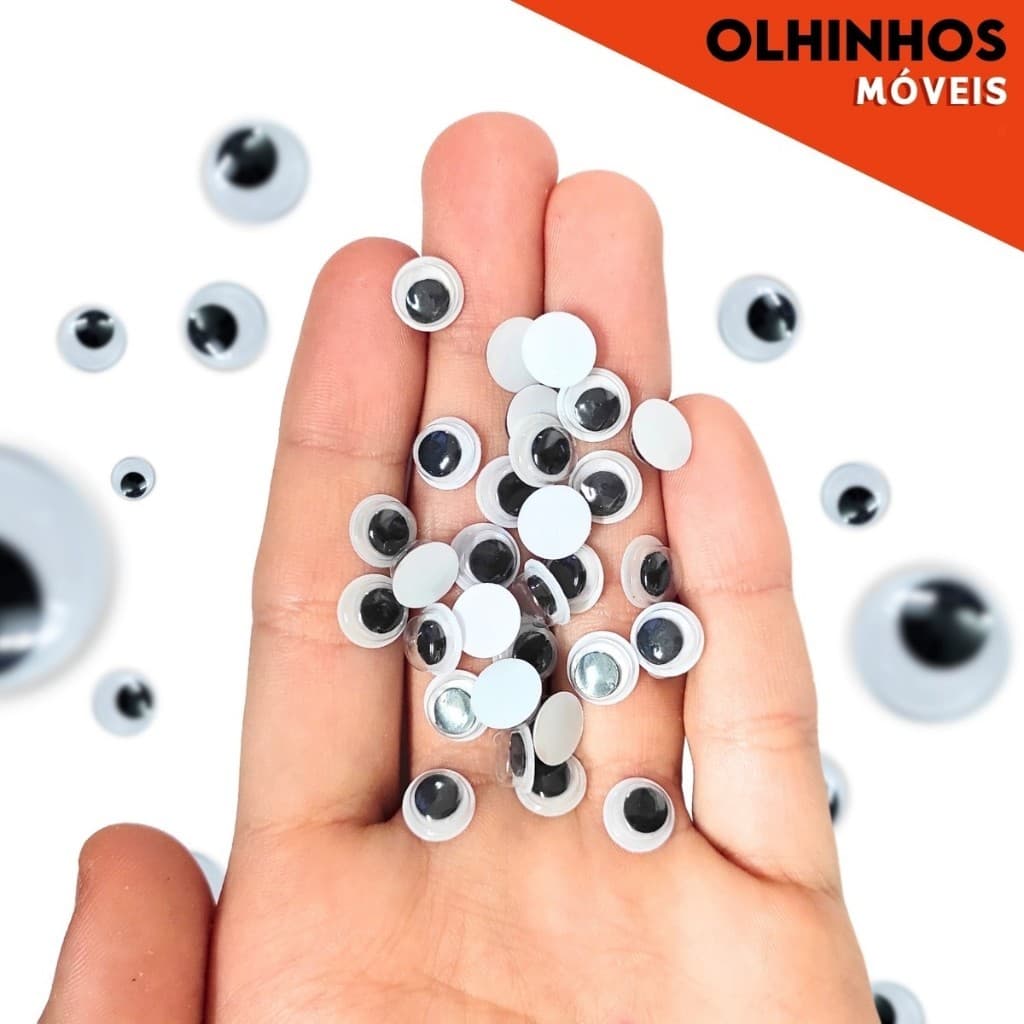 Olhinhos Móveis Articulados 100 Unidades para Artesanato, Slime, Fantasias e Bichinhos DIY - BC