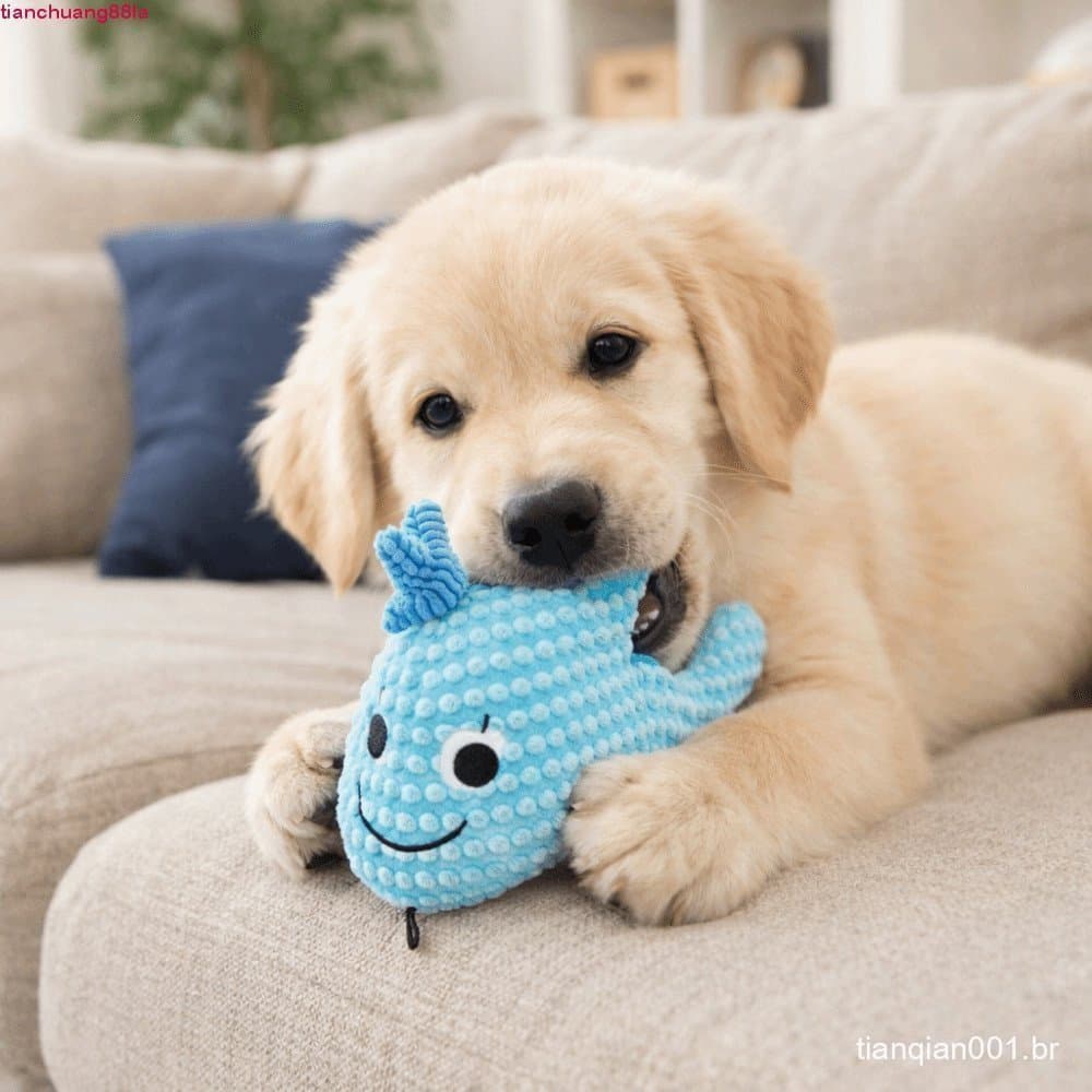 Brinquedo Para Animais De Estimação Com Som Enrugado TIANCHUANG , De Mastigar Cachorro De Veludo Tema Oceano , Brinquedo