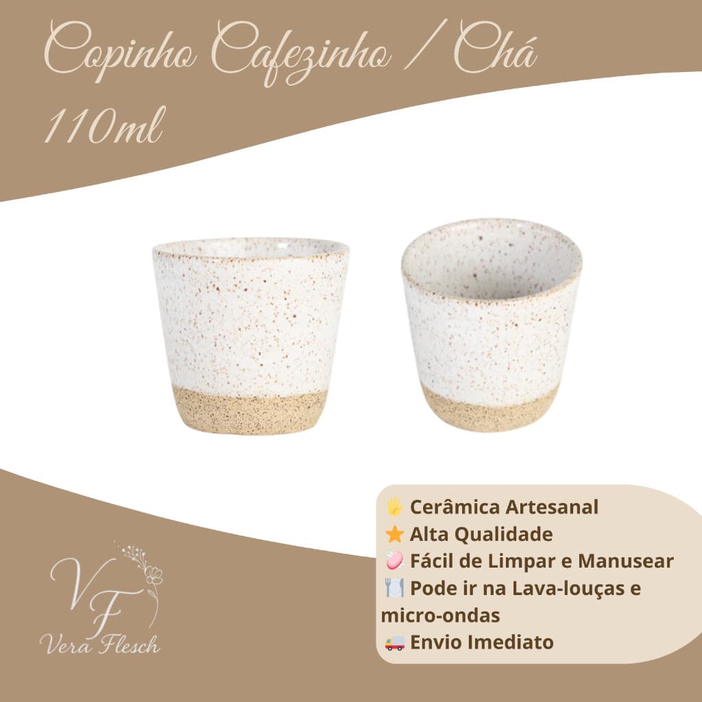 Copinho Café/Chá 110ml Orgânico/ Cerâmica Moderno Vintage Cantinho Zen Casa Luxo Sofisticado Durável