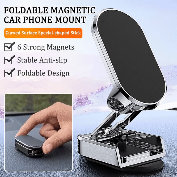 【Altura Ajustável】Suporte magnético dobrável para celular com rotação de 360° para carro/Suporte Dobrável/Carro/Celular