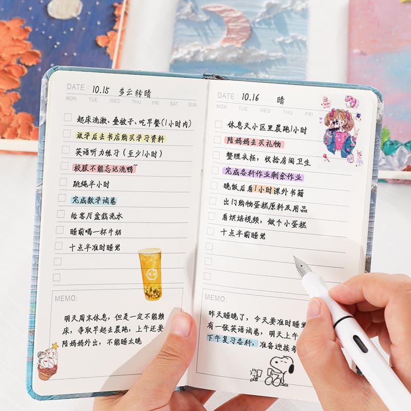 Yunhan Cultural Criativo Notebook tololist Planejador Diário Autodisciplina Check-In Notebook Literário Requintado Memo 