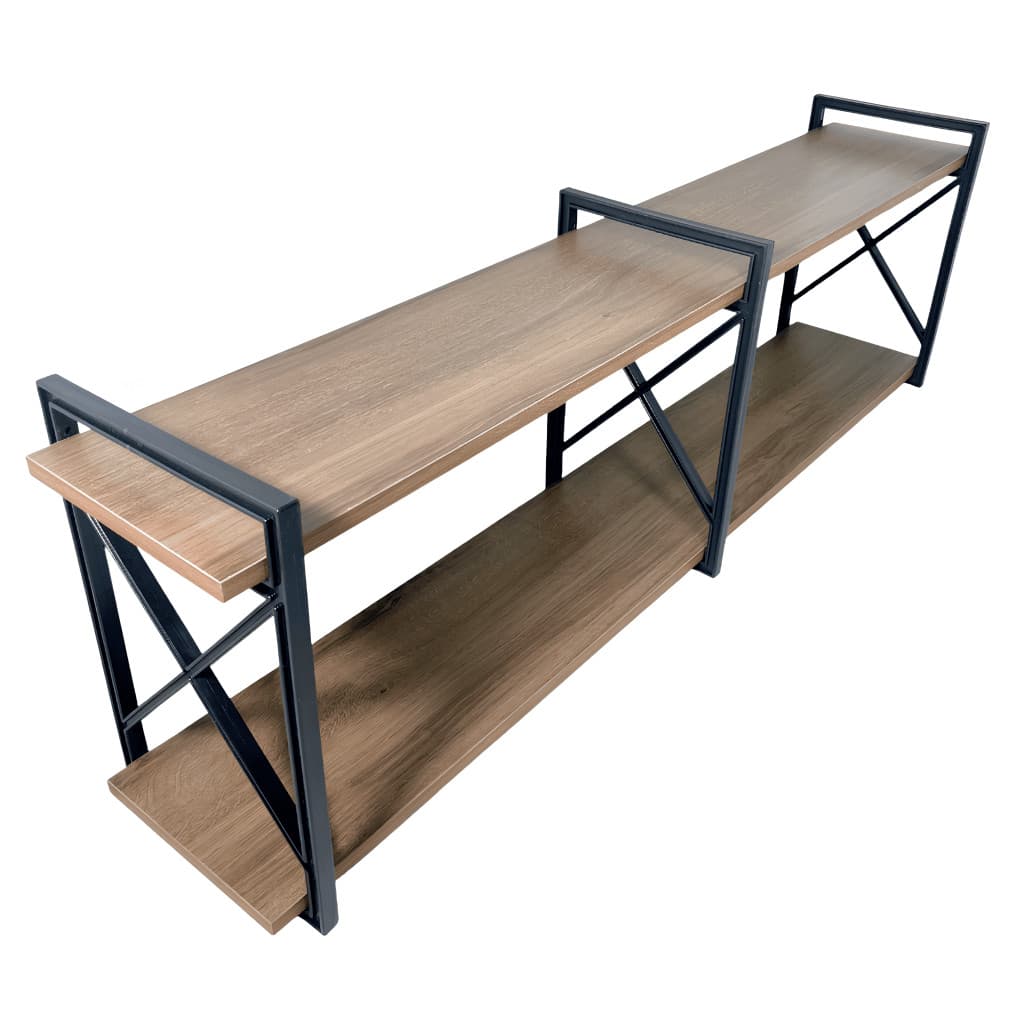 Prateleira Industrial X 120cm Madeira Amêndoa Suporte Preto Prateleira Parede Decorativa 