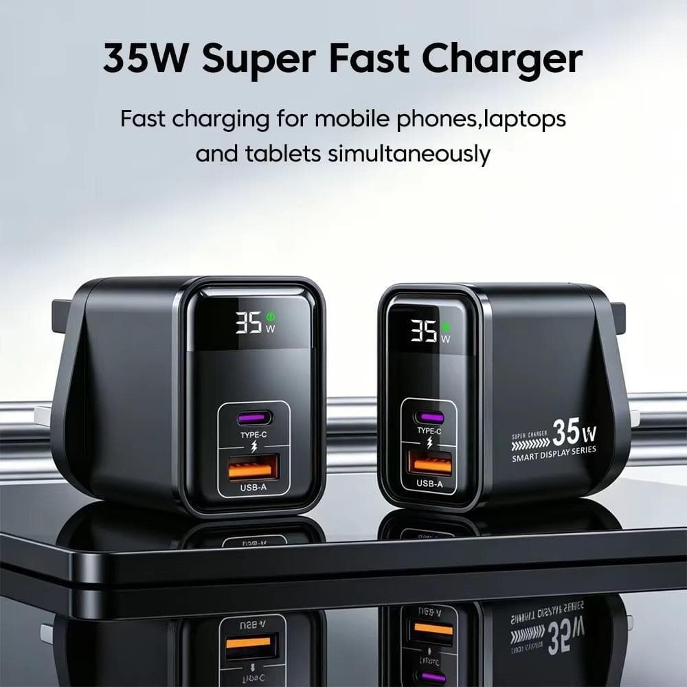 Adaptador De Carregador De Celular AYOMIR , Rápido De Telefone Com Saída De 35 W Display Digital , Carga Rápida