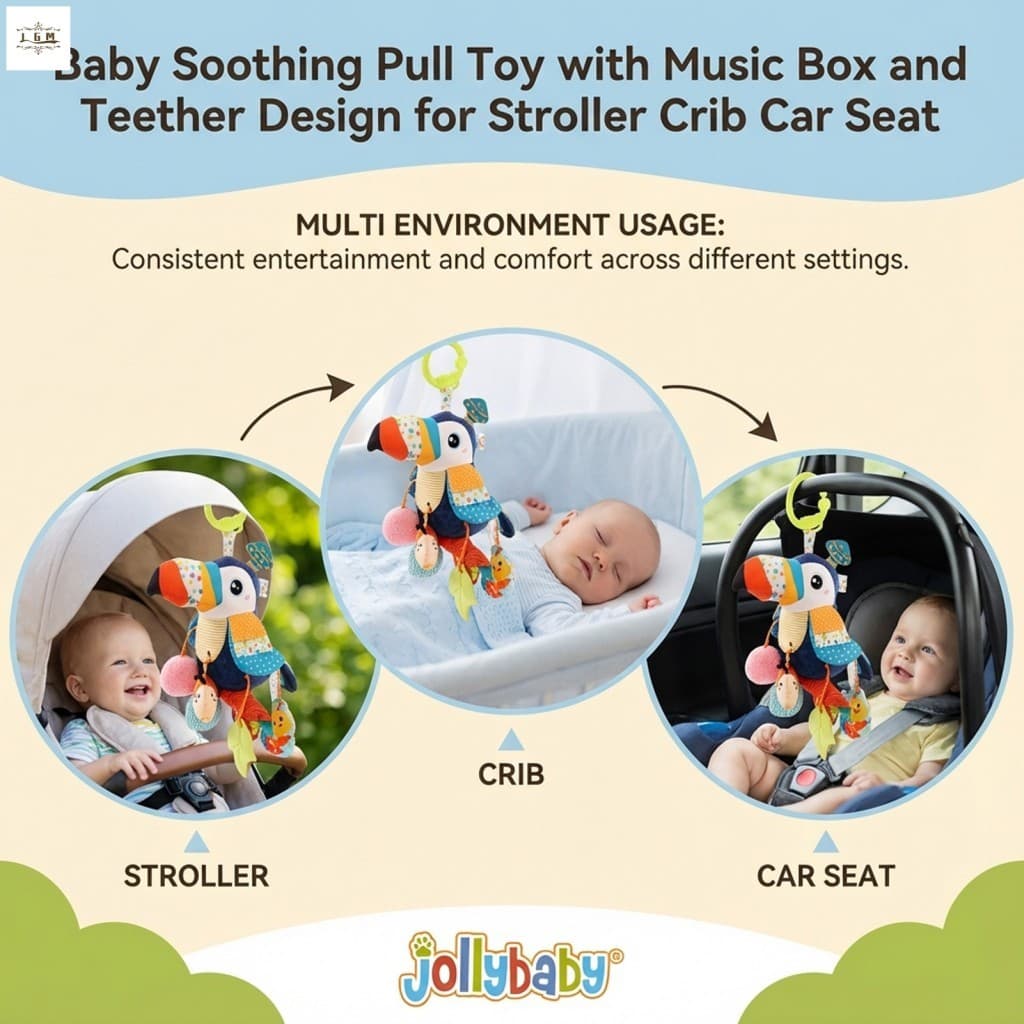 Brinquedo Calmante Para Bebê Com Caixa De Música E Design De Mordedor Carrinho De , Berço , Assento De Carro