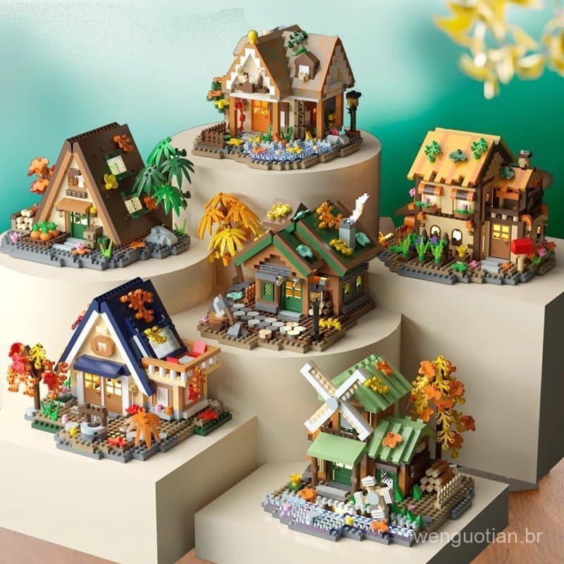 Compatível com blocos de montar LEGO, Casa de Madeira na Floresta, blocos de montar Cena de Rua, Moinho de Vento 2026