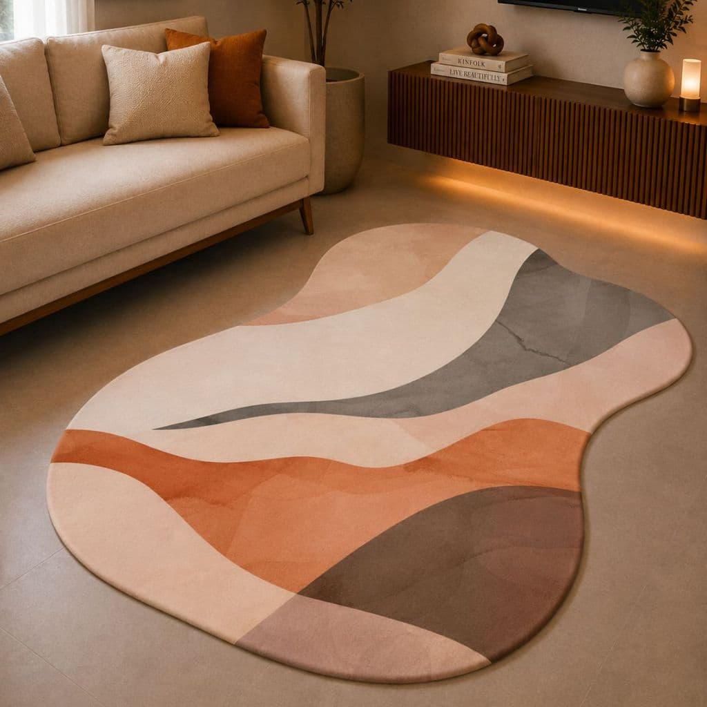 Tapete Orgânico Decorativo 117x67cm Antiderrapante para Sala e Quarto 057