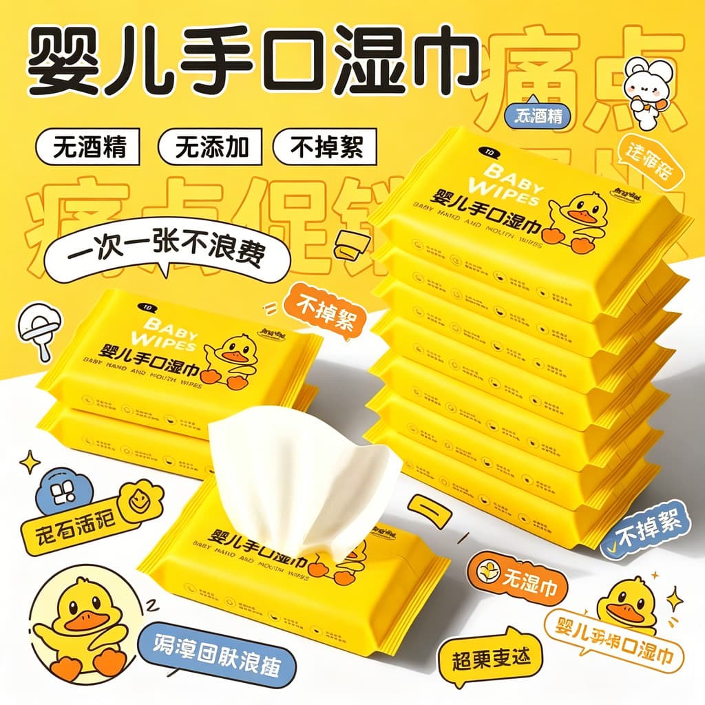 Lenços umedecidos de pato amarelo pequeno, lenços umedecidos para bebês estudantes, macios e confortáveis, sem caspa, le