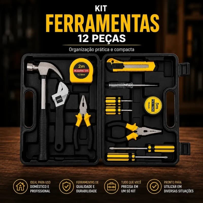 Conjunto de caixa de ferramentas multifuncional Conjunto de ferramentas de armazenamento doméstico de 12 peças
