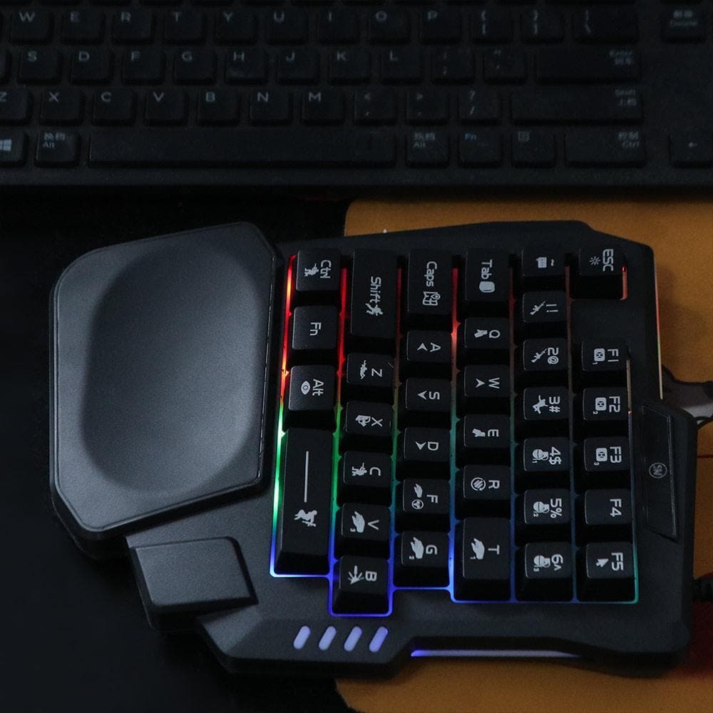 Teclado De Mão Única , USB Ultrafino Com Uma , Mini Mecânico Para Jogos Luz De Fundo De 3 Cores