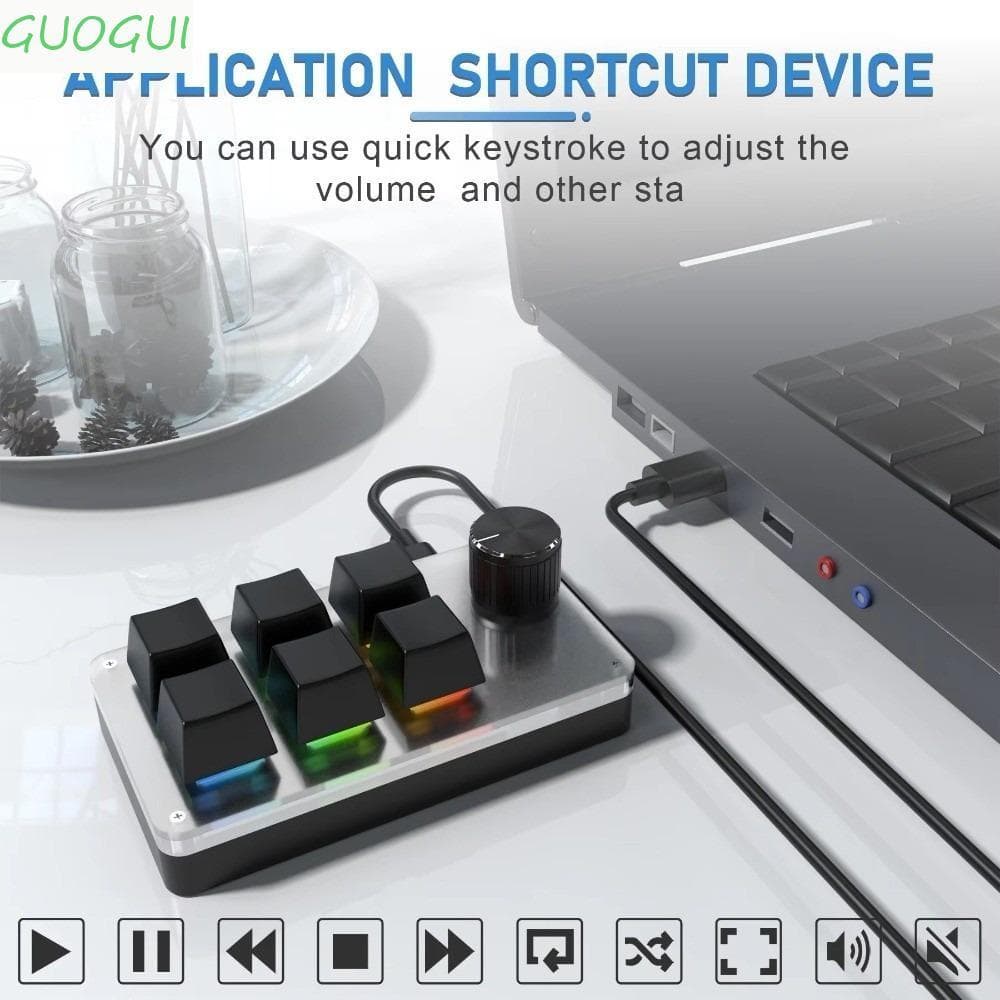 GUOGUI Mini Teclado De Programação Personalizado , Teclados Para Jogos Com Fio USB , Mecânico Hot Swap De 6 Teclas