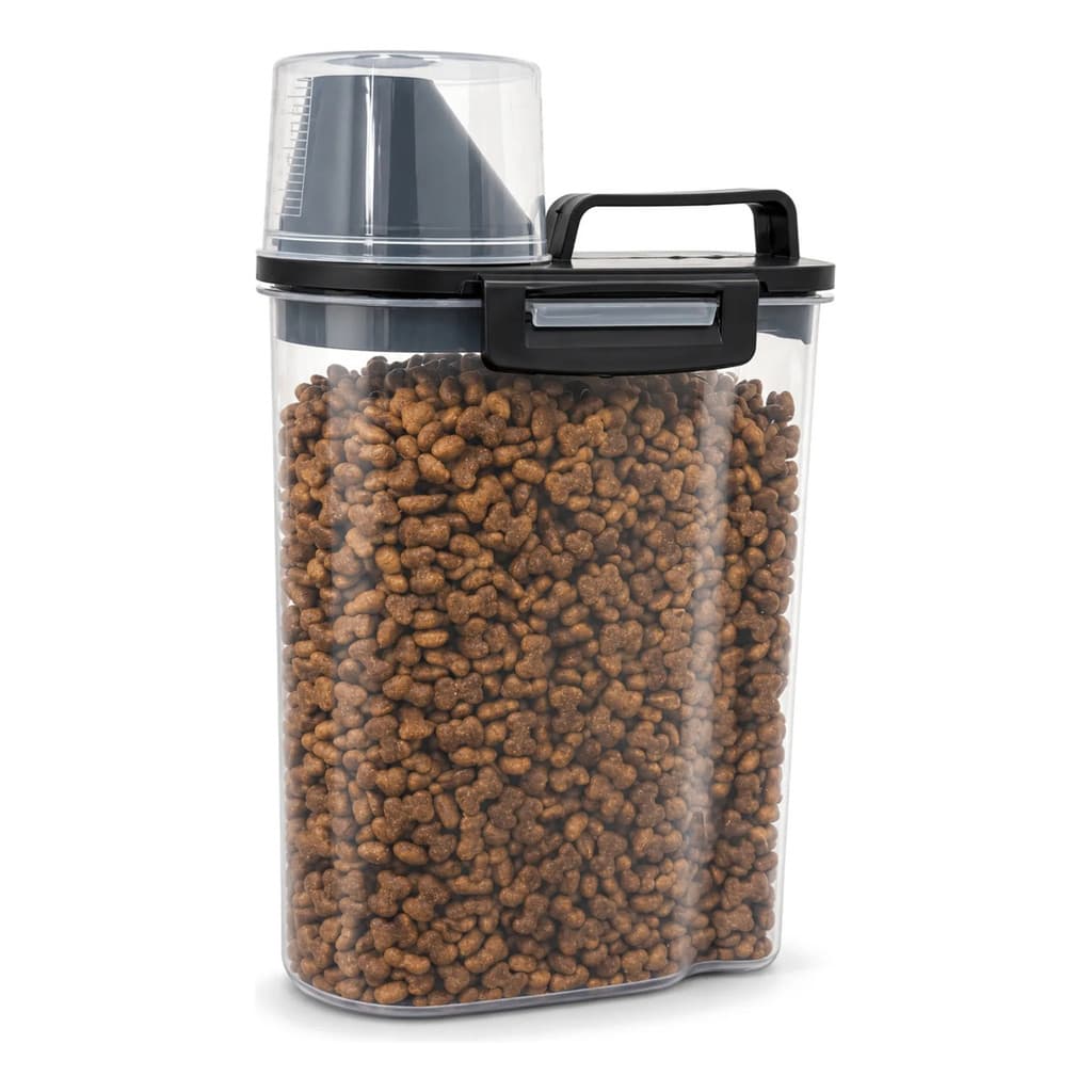Porta Ração Hermético 2kg 2,5l Pote Dispenser com Copo Dosador Medidor Container para Guardar Ração Gato Cachorro Pet