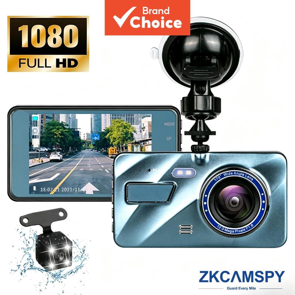 DVR de Carro 2 Lentes Tela de 4 Câmera Veicular Alumínio HD 1080p Visão Noturna Visão Frontal e Traseira Gravação em