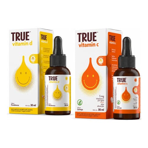 Kit Vitamina C + Vitamina D Liquid True Source 30ml Original Laranjaframboesa