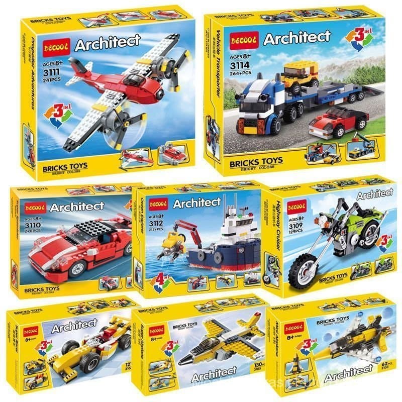 Compatível com LEGO City, Brinquedo Infantil, Presente, Blocos de Montar Educativos, Carro, Avião, Dinossauro C VTMN