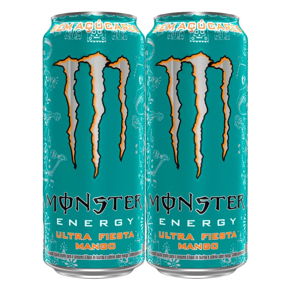Kit 2 Energético Monster Ultra Fiesta Mango Zero Açúcar 473ml