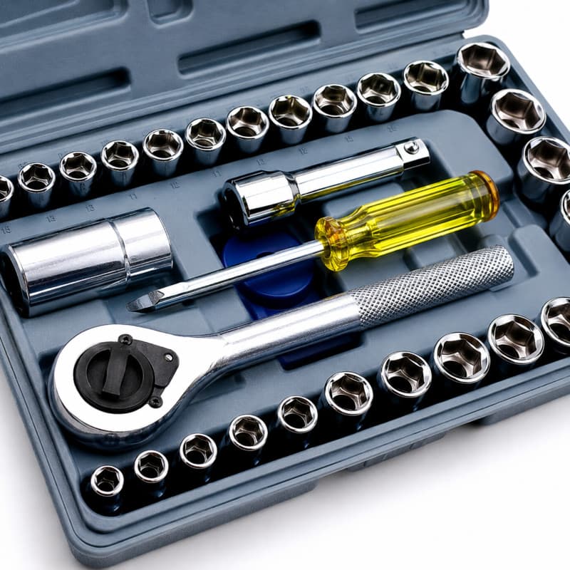Jogo de Soquetes 40 Peças com Chave Catraca Maleta Completa Kit Ferramentas