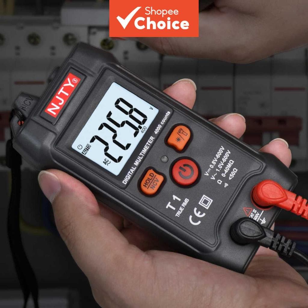 Mini Multímetro Digital Inteligente NJTY T1 De Uma Peça , 4000 Contagens De Alcance Automático True RMS Testador Com NCV