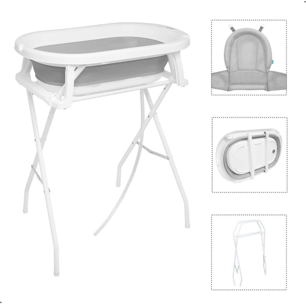 Banheira de Bebe com Suporte Dobravel Com Rede de apoio Protecao Banho