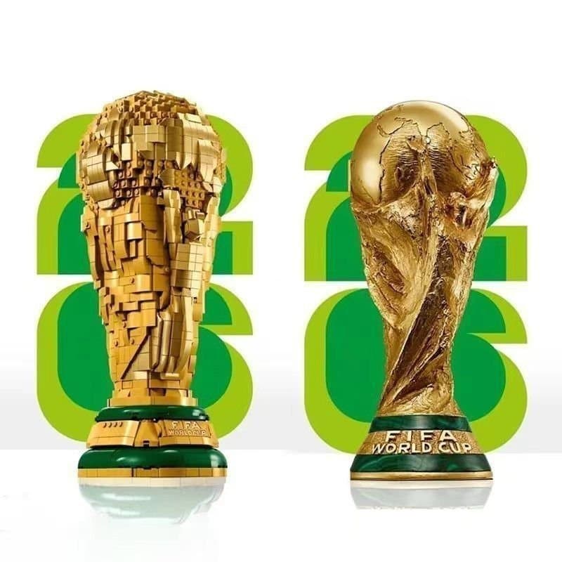 2142 peças de blocos de montar Lego, modelo de troféu de futebol Hercules da Copa do Mundo, ornamentos de blocos de mont