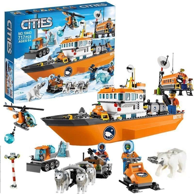 717 Peças Compatíveis com Lego City Series, Grande Quebra-Gelo do Ártico, Brinquedo de Blocos de Montar da Série Aventur